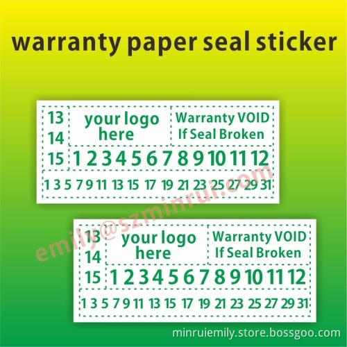 Custom Printed Paper Warranty Seal Stickers With Dates,warranty One Time Use Eggshell Stickers,tamper Resistant Labels 